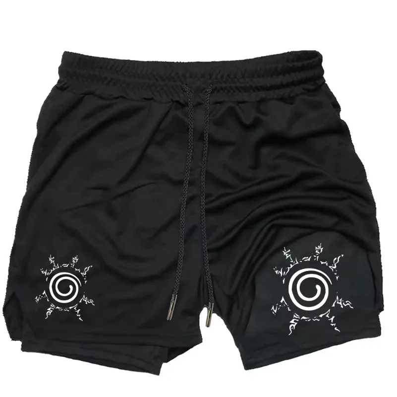 

Men Double-Layer Vortex Family Shorts Trendy Printed ShortsSummer QuickDry Style 2in1 Jogger Shorts for Sports & Fitness RL10022