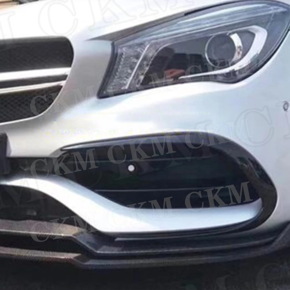 

CKMUUER Carbon Fiber Double Front Bumper Lip Spoiler Chin Trims for Benz CLA Class W117 CLA45 AMG Facelift 2016-2019