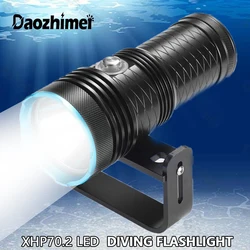 IPX8 Waterproof LED Diving Flashlight XHP70.2 Underwater 100M Diving photograph Video Outdoor Tactical Scuba Dive LampTorch