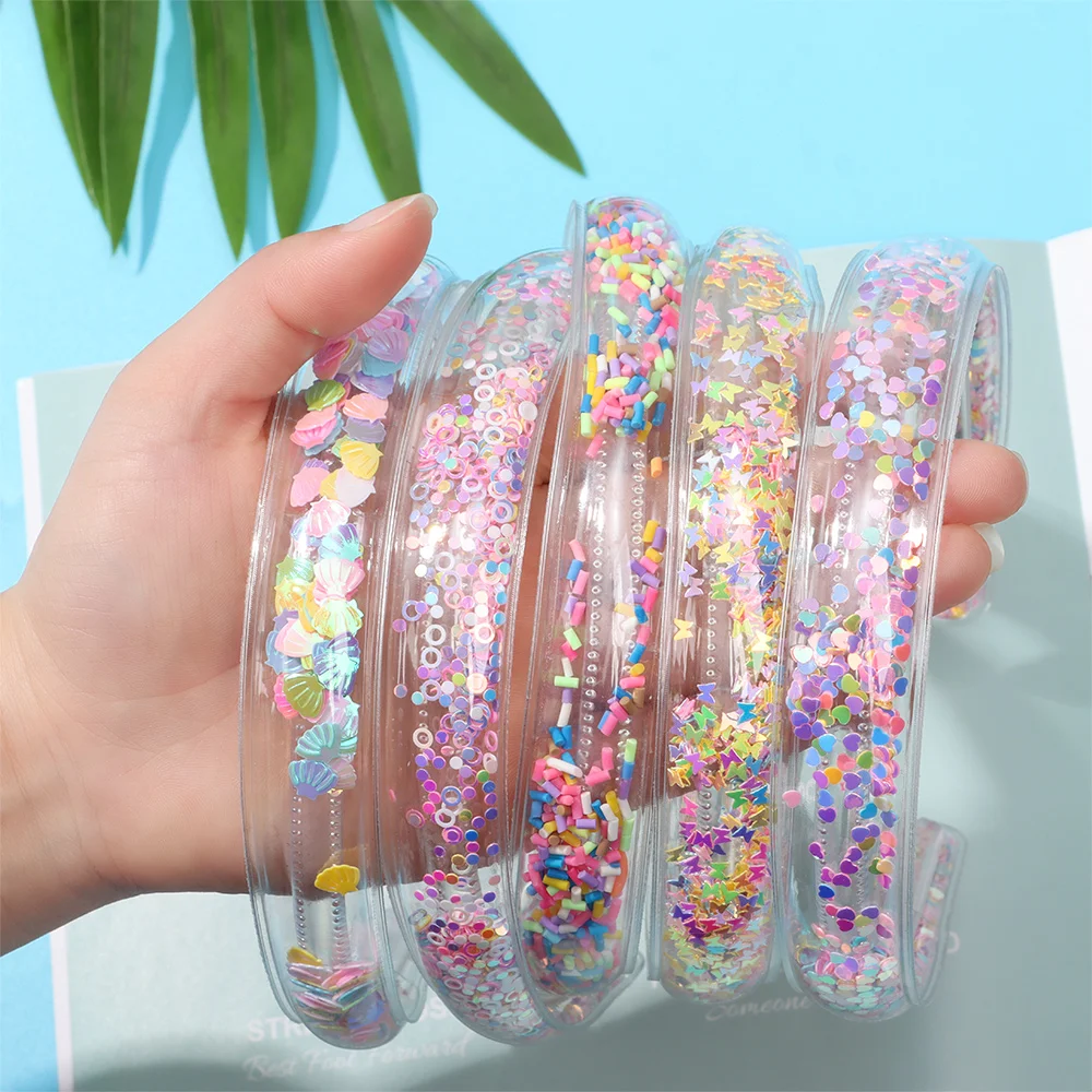 Transparent Quicksand Headbands For Children Kids Girls Fashion Glitter Sequin Teeth Hairbands Bezel Hair Hoops Hair Accessories