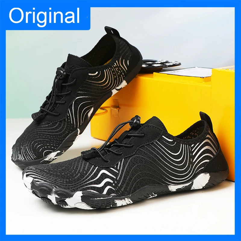 Фото Мужские легкие нескользящие пляжные аквашузы с пятью пальцами для серфинга, дышащие, эластичные, для активного отдыха на воде - фото товара