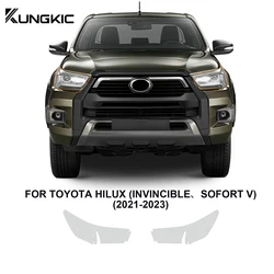 KUNGKIC Pre-cut Protective Headlight Film for Toyota Hilux Invincible 2021 2022 2023 PPF Paint Transparent Sticker Anti-Scratch