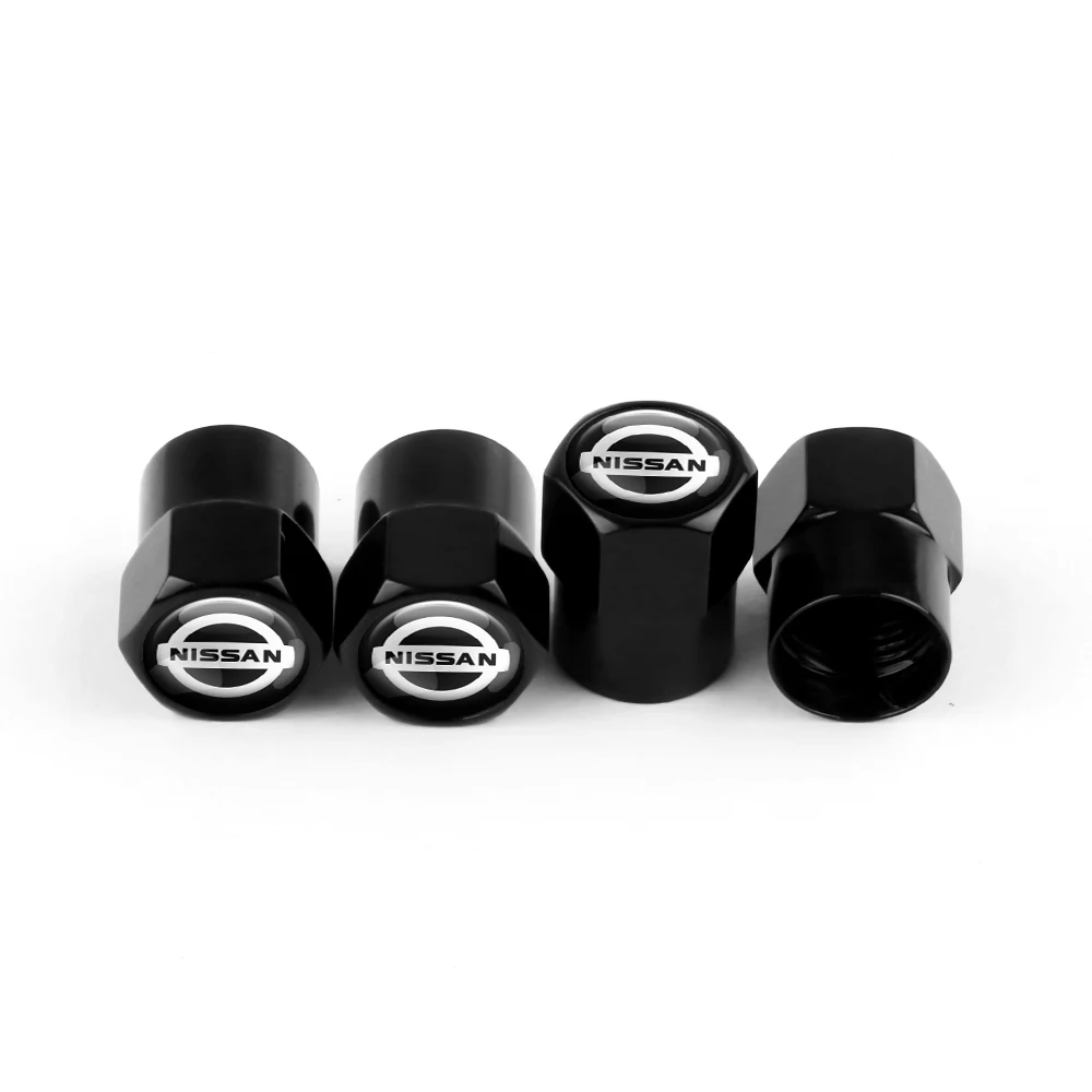 4pcs 3D Styling Car Wheel Tire Valve Caps Stem Caps Decoration For Nissan X-trail Qashqai Note Juke Sentra Navara Maxima Nismo