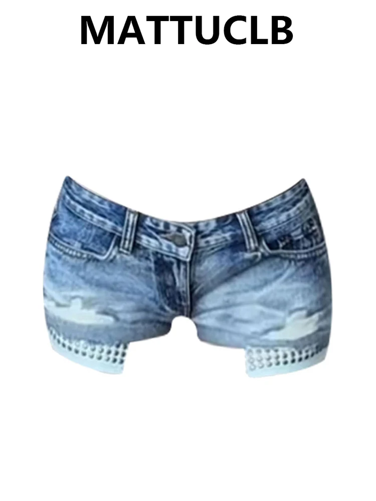 

Summer Women Goblin Core Kpop Gyaru Abi Y2K 2000s Low Waisted Denim Shorts Japanese Harajuku Grunge Jean Hot Pants Cyber Punk