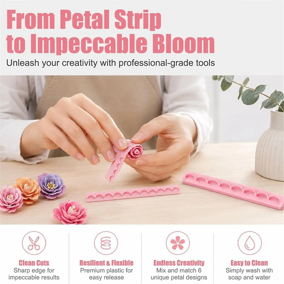 12PCS Polymer Clay Flower Petal Line Cutter Set for Realistic 3D Layered Clay Flowers and Jewelry