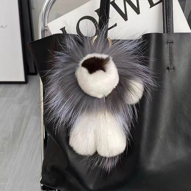 سلسلة مفاتيح على شكل أسد قطيفة لحقيبة ظهر السيارة، حقيبة ظهر لطيفة من الفرو الصناعي على شكل حيوان، إكسسوار محفظة عصرية، ديكور سيارة جرلي، هدية ناعمة