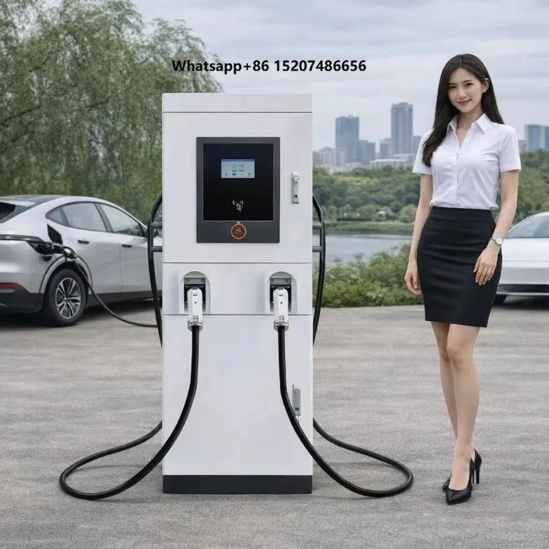 New  DC Fast EV Charging Station Floor-Mounted Commercial Over 100kW Dual DC EV Charger with 1.6j and Ethernet/4G