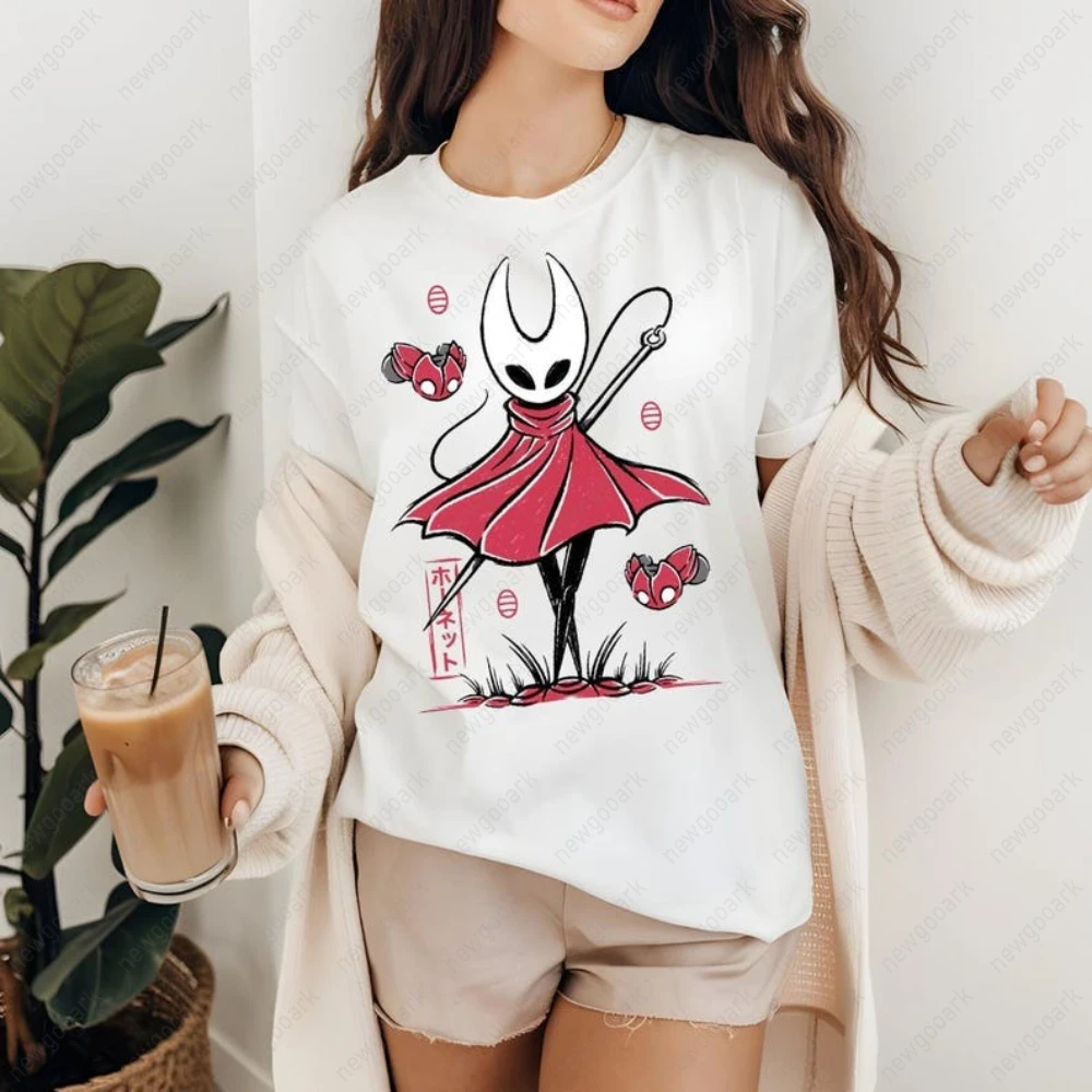 Hollow Knight Silksong Printed T-shirt Gothic Aesthetic Gaming Woman Man Summer Fashion Casual Cotton Shirt Vintage Aesthetic