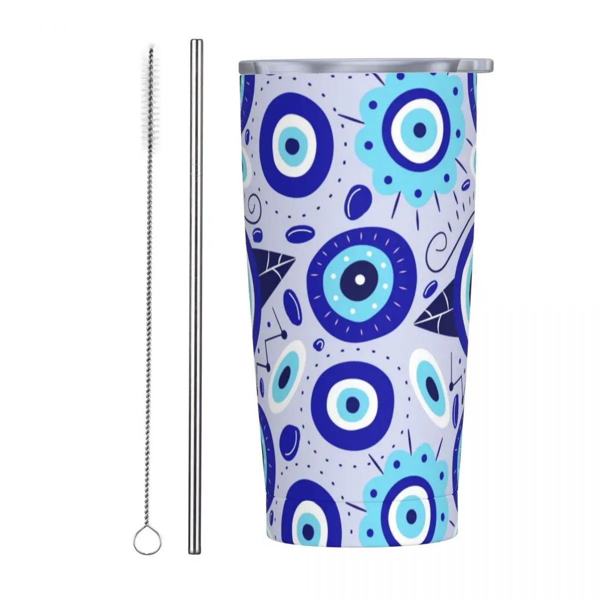 Greek Evil Eyes Talisman Amulet Tumbler Vacuum Insulated Nazar Charms Coffee Cup Stainless Steel Smoothie Tea Mug Hot Cold Drink