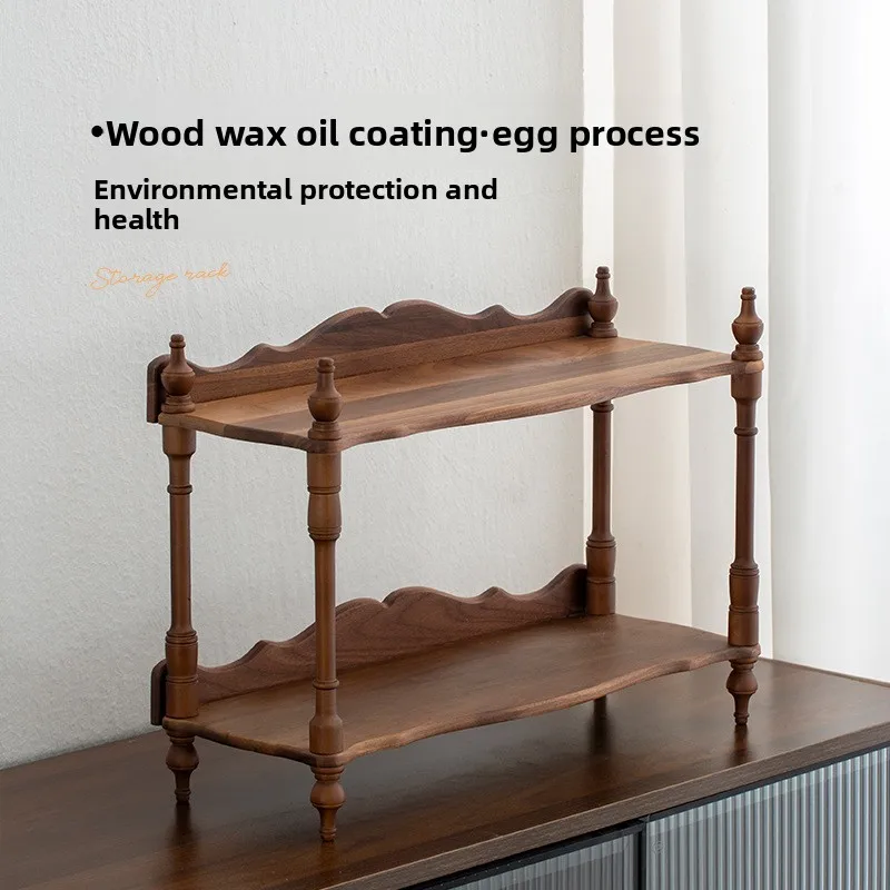 

HYS French retro solid wood cup holder retro desktop countertop coffee cup rack jewelry perfume display shelf