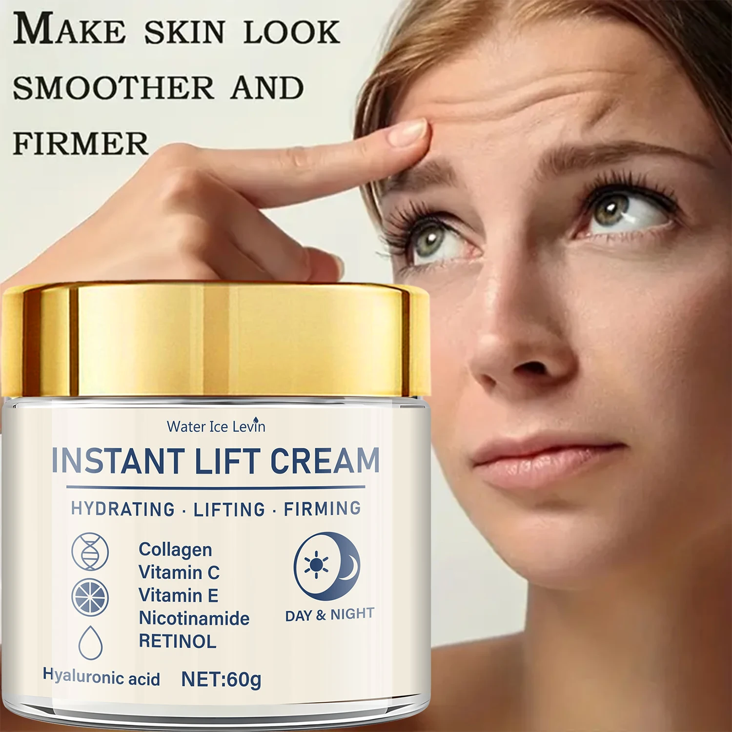 Facial Firming and Lifting Cream - Rich in Hyaluronic Acid and Retinol, Tightens and Lifts the Skin, Moisturizes the Skin, Suitable for All Skin Types, Daily Skincare Product
