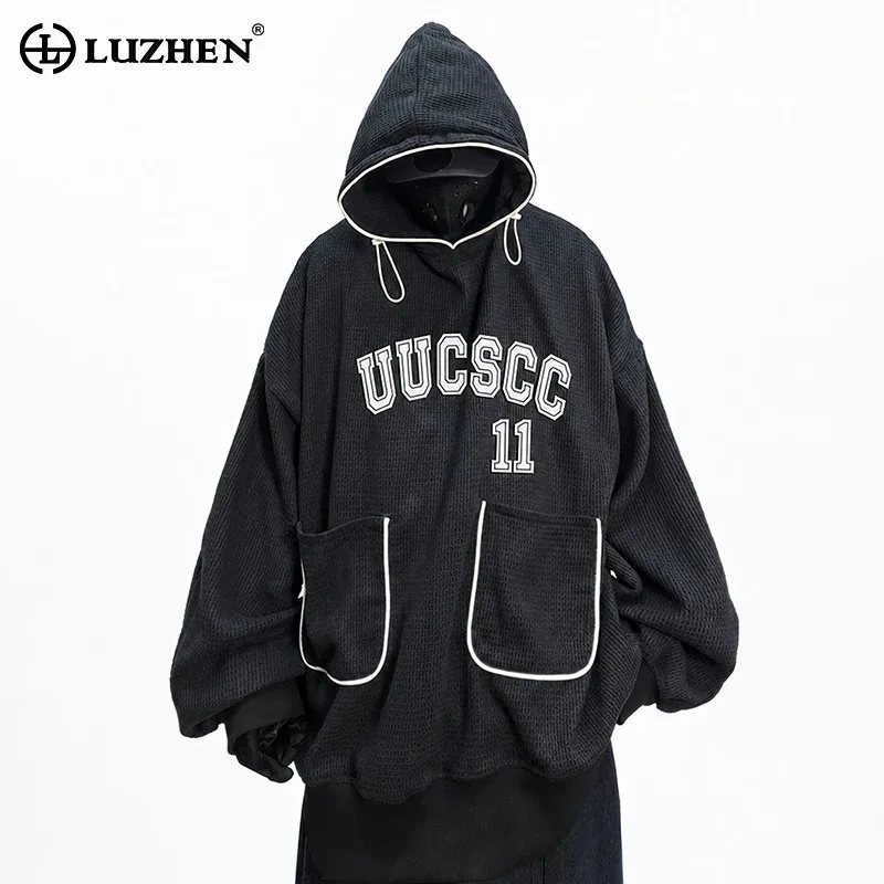 LUZHEN 2026 New Trendy Pockets Decorate Outline Original Design Loose Hoodies Pullover Men's Fashion Hip -hop Street Tops JY9080