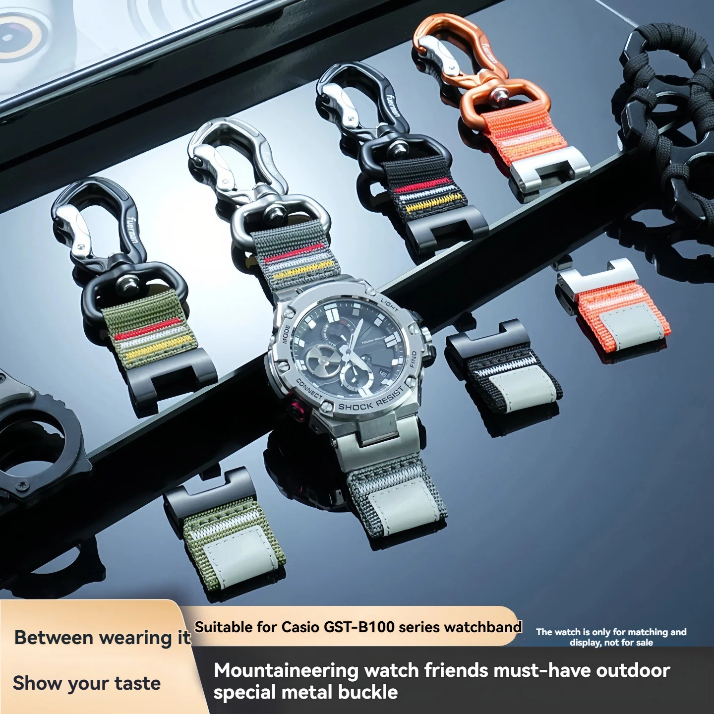 

Для G-SHOCK тканый нейлоновый быстросъемный ремешок CASIO Steel Heart GST-W300G S130 B100 Series Dive Back Fly Bite Quick-Release Loop