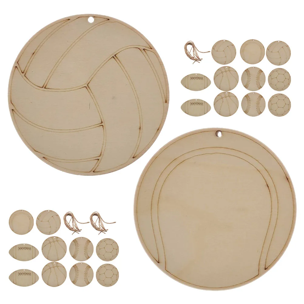 

42Pcs Wooden Sports Ball Cutouts Unfinished DIY Craft Decorations for Party Wall Table Window Art Wood Cutouts