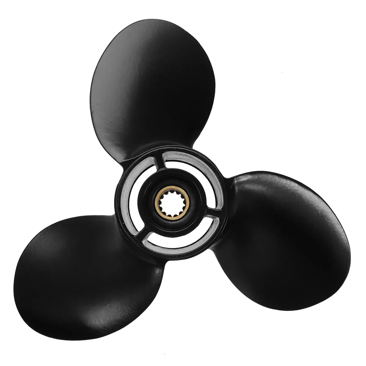 Outboard Propeller Black 3 Blades 13 Spline Tooth For Johnson/Evinrude/OMC 8-15HP 174817 / 778773 Aluminum Alloy 9 1/4 x 11