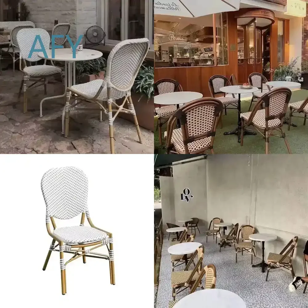 Outdoor Rattan Coffee Table Set for Courtyard Balcony Garden Furniture Waterproof Sunproof French Style Table and Chair Set