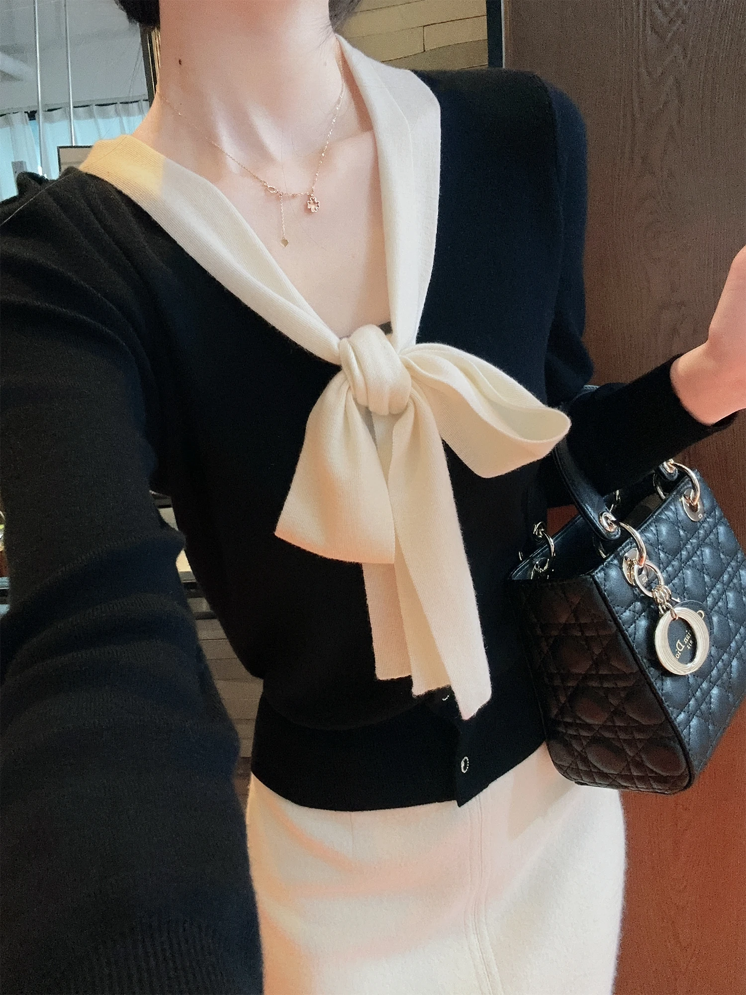 

You See 2025 Spring New Vintage Color Blo Knot Belted Camere Knitted Open Cardigan Women's Casual Sle Long Sl...