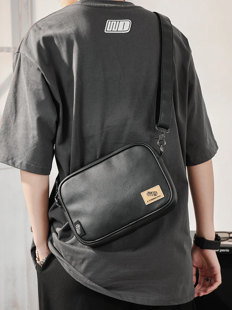 Retro Japanese Style Messenger Bag Small Square Casual Men's Shoulder Bag Two-In-One Crossbody Trendy Bag Street Style Polyes...