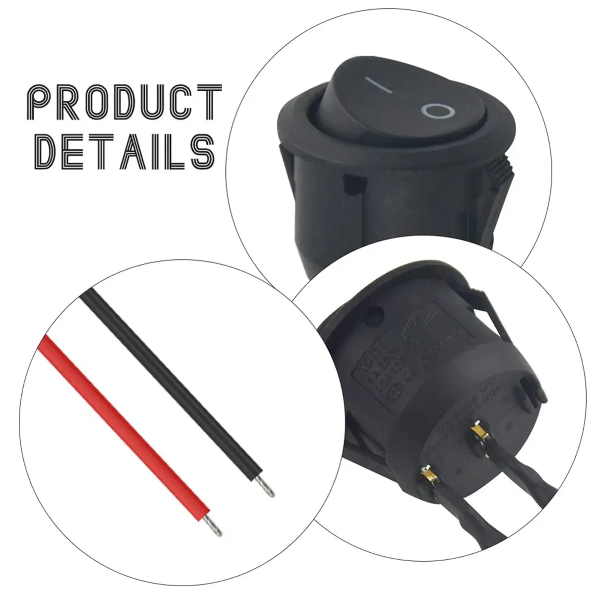 update. 20Pcs 12V Round Rocker Toggle Switches Rocker Switch with Wire 2Pin SPST with Pre-Wired 6A/250V AC for Boat, Car - view 6