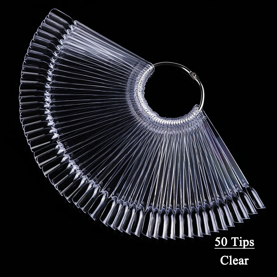50pcs False Nail Tips Polish Palette Nail Art Practice Fan Pink Color Ring Nail Gel Polish Showing Shelf Manicure Tools TR386-1