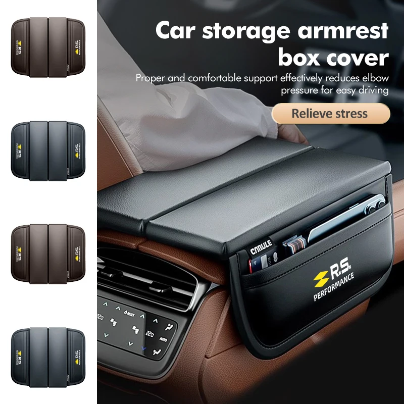 Coussin de protection pour accoudoir central de voiture avec poche de rangement pour Renault RS Sport Megane 3 4 2 Clio 5 Line Sandero Scenic Logan