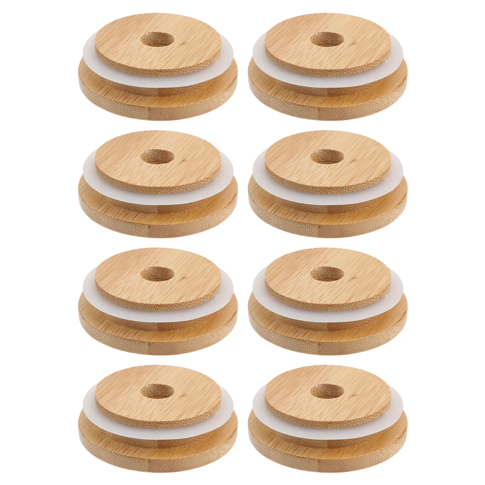 

8pcs Bamboo Lid 70Mm Wooden Jar Cover For Glass Jar Bottle Dry Food Storage Replacement Accessory Kitchen Bar Tool