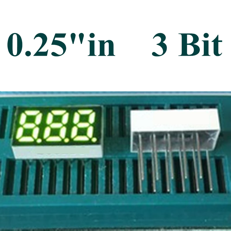 

20PCS 0.25" Green 7 Segment display 3 Bit Digital Tube 0.25 inch LED Display 15*8*4mm Commom anode cathode