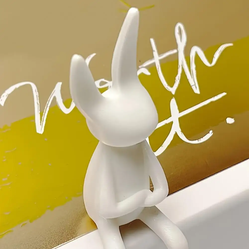 Weiße Hasen-Statue Minimalistisches Hasen-Ornament Sitzende Hasen-Figur Oster-Hasen-Skulptur Tier-Skulptur 95