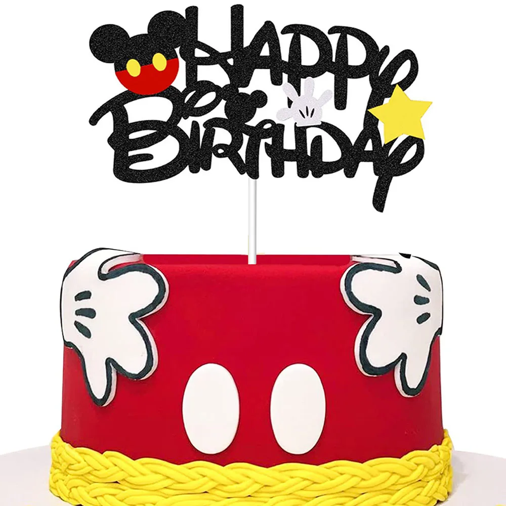 Disney Mickey Minnie Mouse Cake Decorations Mickey Party Cake Topper For Kids Birthday Party Baby Shower Cake Flag Supplies Gift