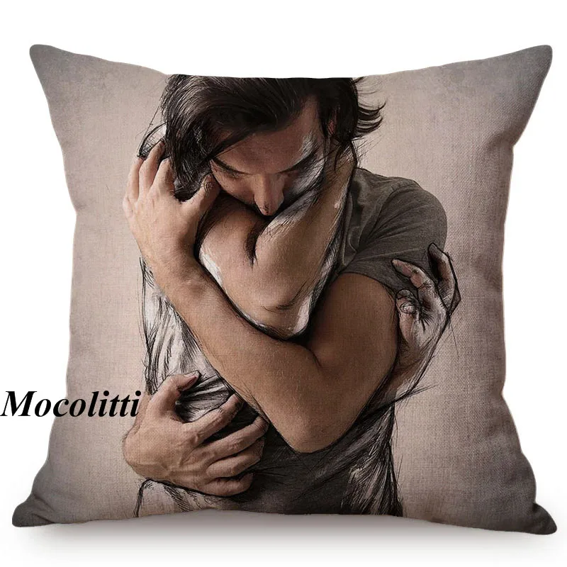 Post Modern Art Design Black and White Photography Home Decorative Cushion Cover Funny Cotton Linen Sofa Chair Throw Pillow Case