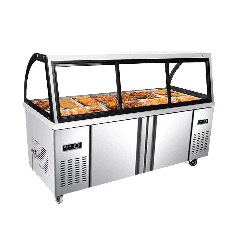 

Deli display cabinet, double temperature commercial duck neck cold vegetable braised meat fresh-keeping cabinet, refrigera
