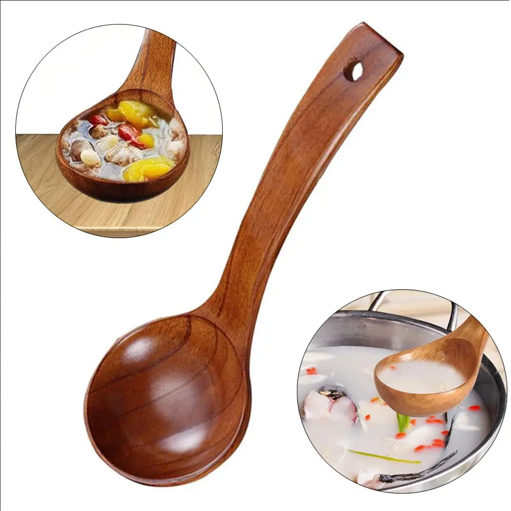 Large Ramen Tableware Rice Natural  Kitchen Supplies Wooden Spoon Soup Scoops