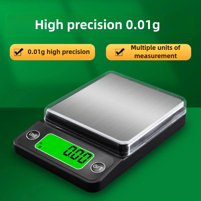 Green light high-precision gold gram scale jewelry portable household small mini electronic scale food tea weigh