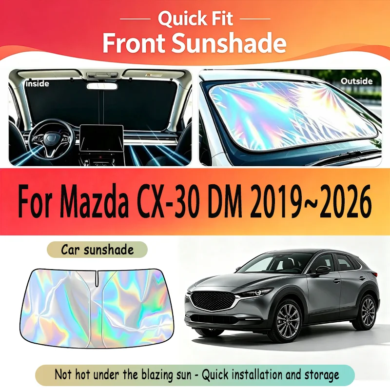 Car Front Windshield Sunshade For Mazda CX-30 DM 2019~2026 2025 CX30 Windshield Sunshade Cover Anti UV Protection Accessories