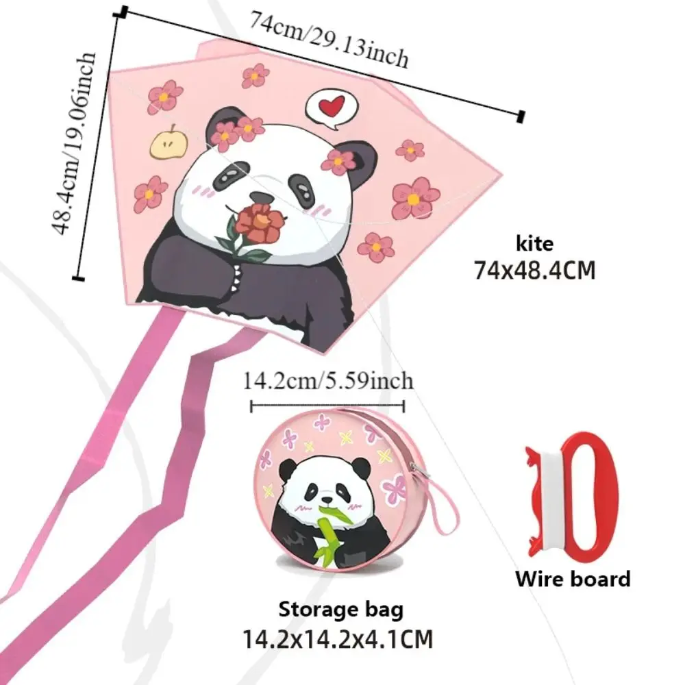 Frameless Spring Outing Pocket Kite Easy To Fly Portable Cartoon Panda Wind Kites Foldable Animal Foldable Children Kite Toys