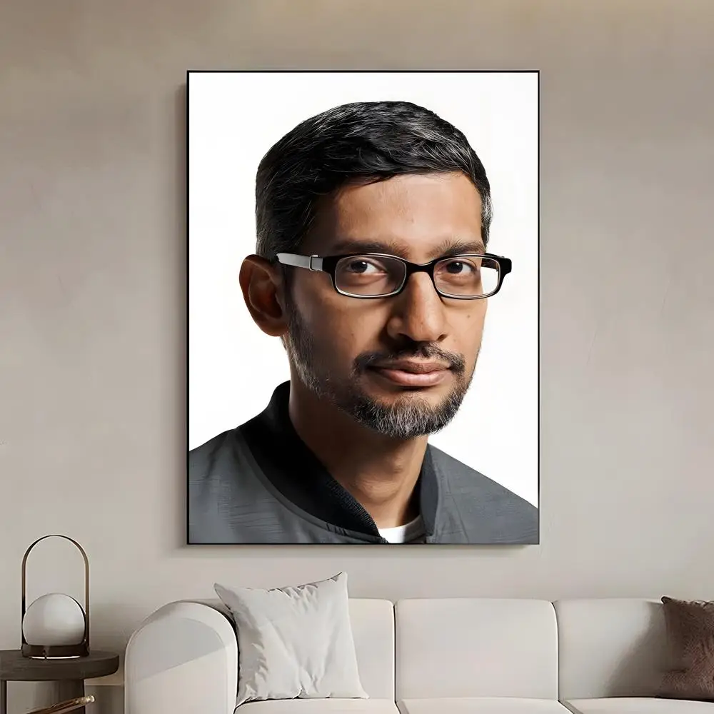 Business Leader Sundar Pichai Poster Decal Wall Print for Bedroom Study Ornament Gift Lightweight Self‑Adhesive PP Material