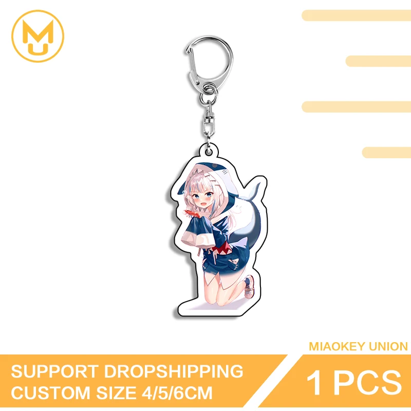 Kawaii Gawr Gura Vtuber Funny Acrylic Key Chains Transparent Hot Selling Personality Props Multi Function Durable Keyring