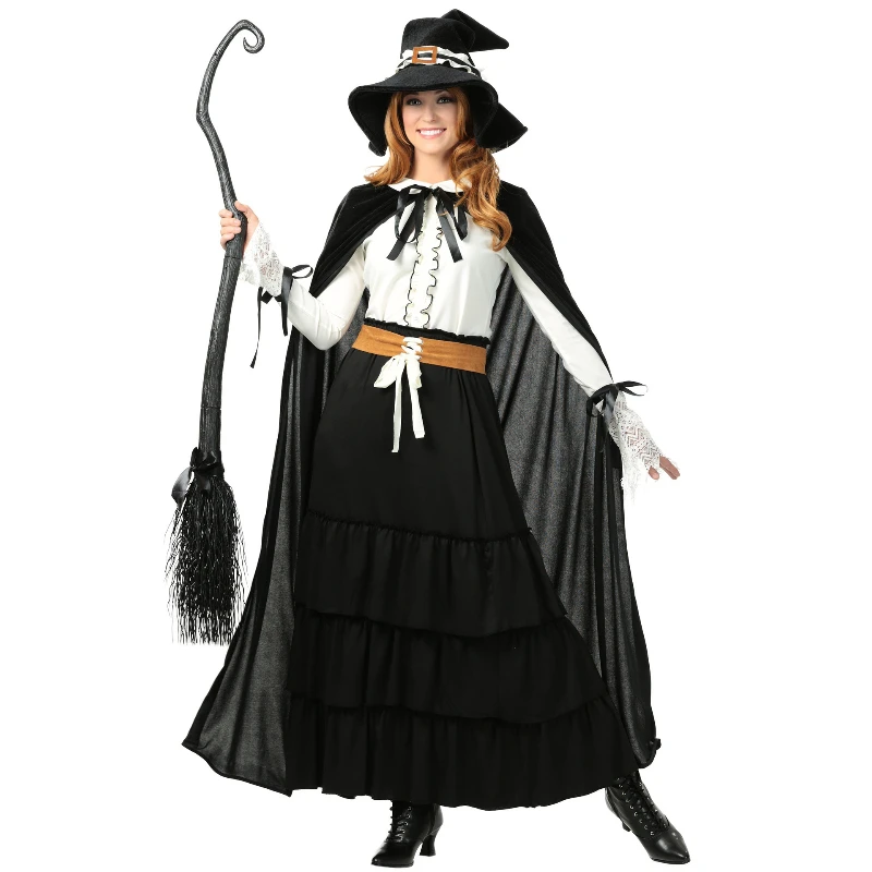 Halloween Gotische Heks Tovenaar Cosplay Kostuum Vrouwelijke Volwassen Donkere Tovenaar Kostuum Carnaval Cosplay Kwaadaardige Vampier Performance Jurk