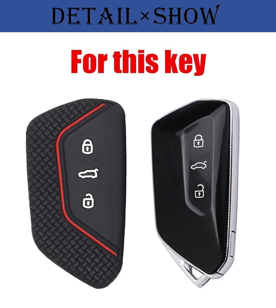 3-Tasten-Silikon-Schlüsselhülle für VW Golf 8 Mk8 GTI GTD R ID3 ID4 2020 für Skoda Octavia 4 8 A8 MK4 VAG Gruppe 2021 Seat Leon – Detail 6