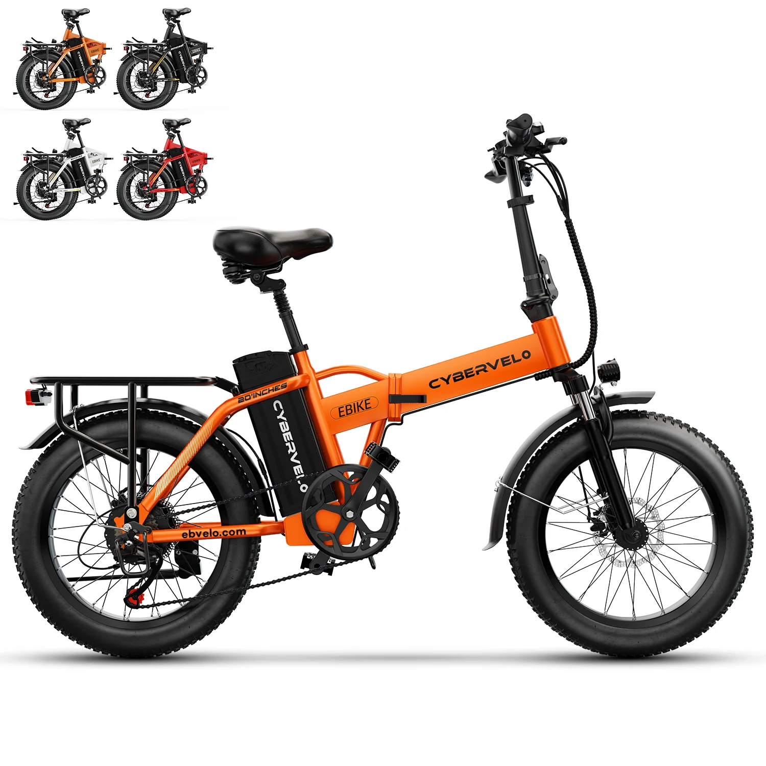 Cybervelo 1000W Peak High-speed Brushless Folding 20 Inch Fat Tire Electric Bike for Adults 48V 20.8Ah/50Ah Removable Battery 80 Miles Range Commuter E-Bicycle EK4 image 6
