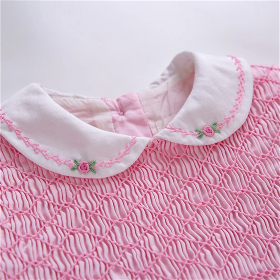 Pettigirl Summer Kids Children Pink Vintage Spanish Smocked Princess Dresses for Toddlers Baby Girls Flowers 2345681012 Years
