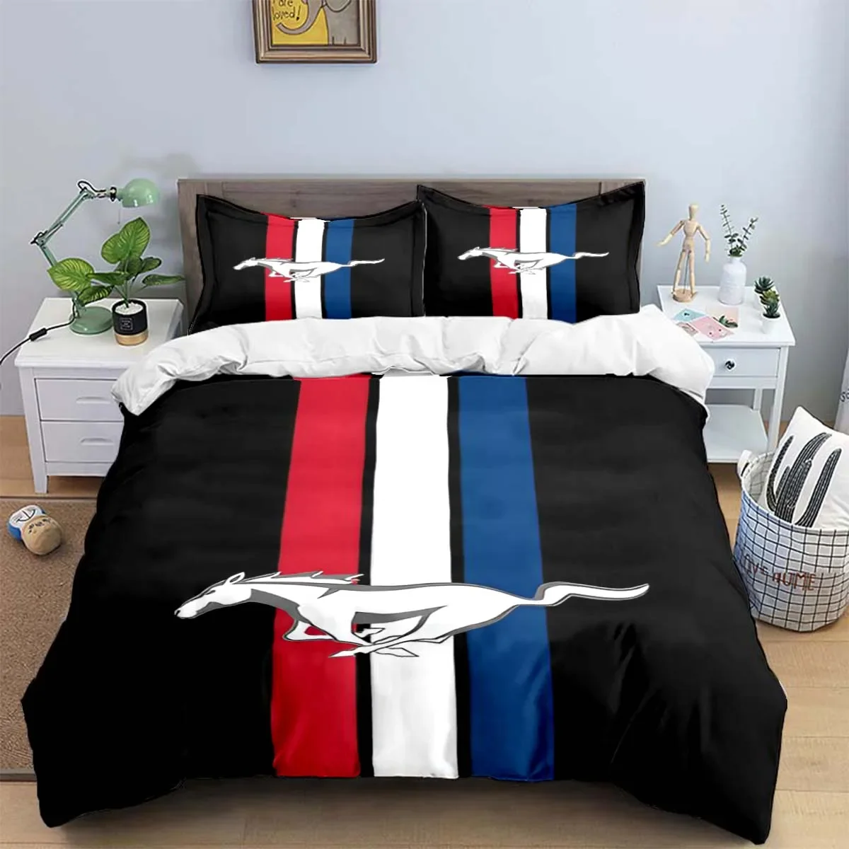 Fashion Exquisite M-Mustang Print Bedding Sets Exquisite Bed Supplies Set Duvet Cover Bed Comforter Set Bedding Set Luxury  Gift