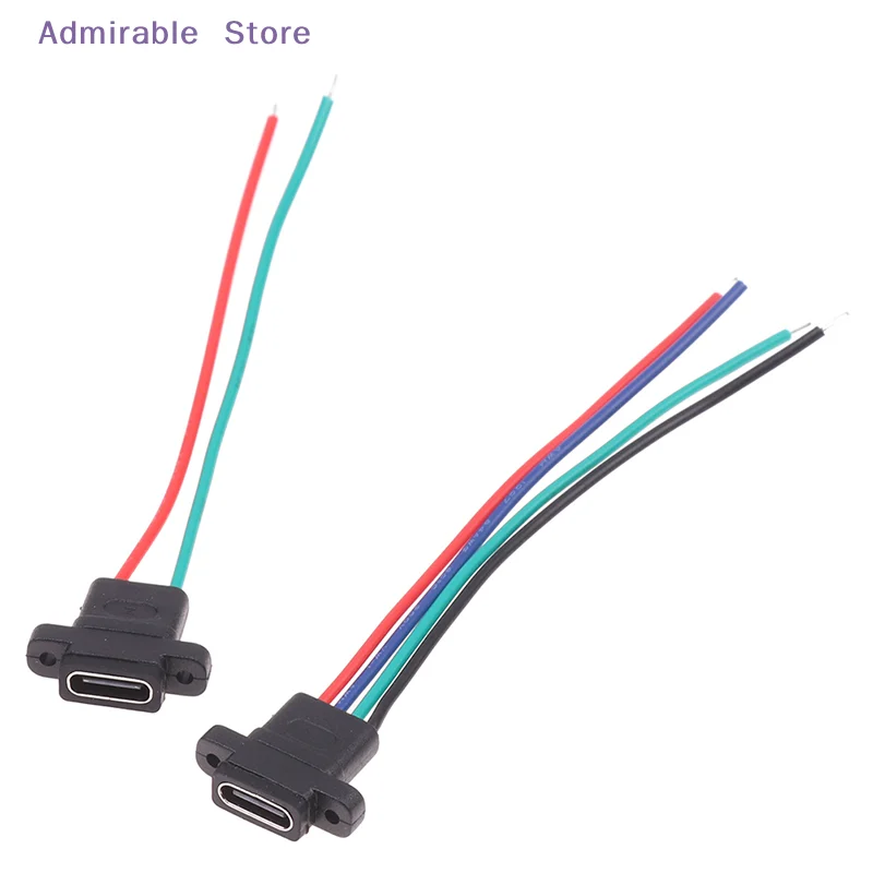[W]Type-C 2Pin 4Pin Welding Wire Female Waterproof Female Socket Rubber Ring  Current Fast Charging port