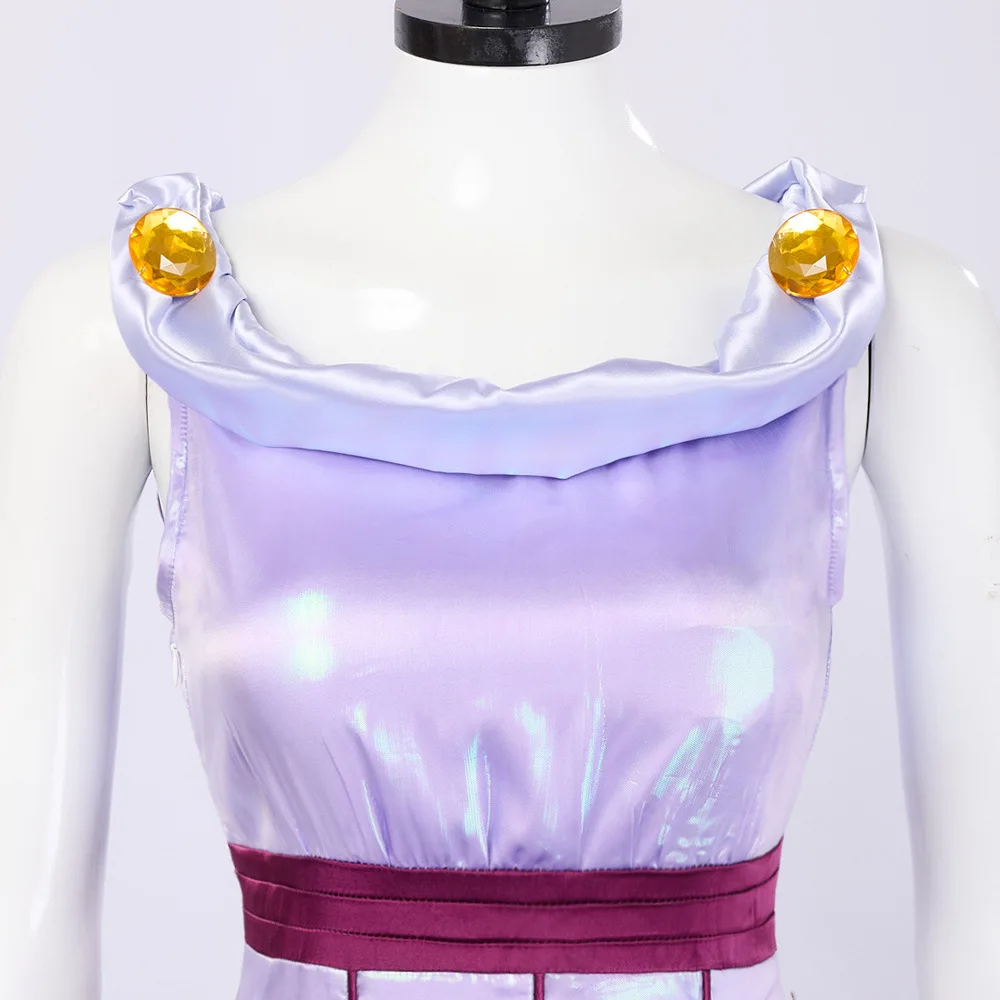 فستان الأميرة Megara Meg باللون الأرجواني من فيلم ملابس موحدة أزياء تنكرية للنساء لحفلات الهالوين