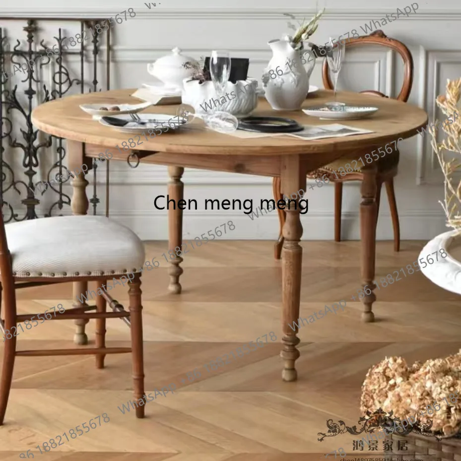 

New arrive Foldable American retro round dining table French antique cafe dining table