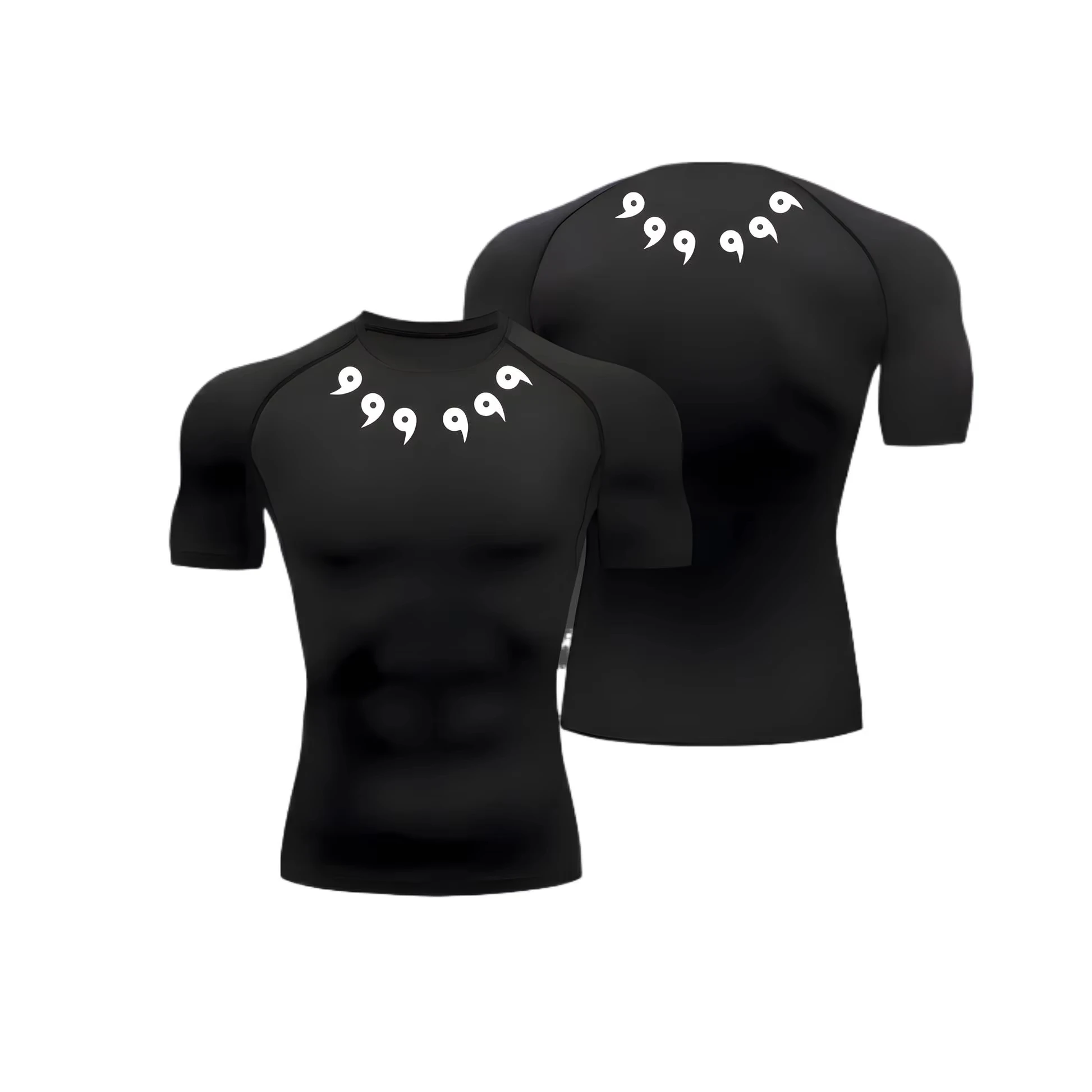 

Men's Summer Athletic Quick-Dry Compression Shirt with Graphic Back Print - Perfect for Gym, Running, and Training RL627