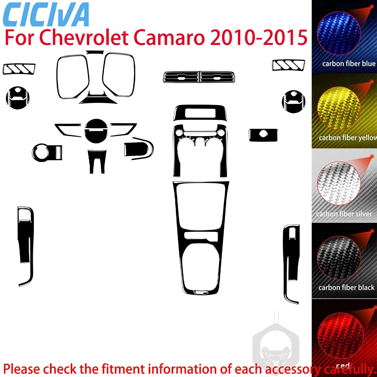 

For Chevrolet Camaro 2010 2011 2012 2013 2014 2015 Piano Black Gear Shift Window Lift Air Vent Car Interior Accessories Stickers