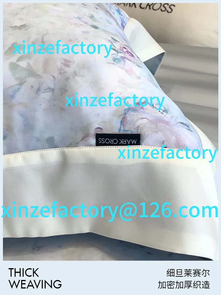 Funda de edredón de sábana fresca de verano de cuatro piezas de día de seda fina Dan Lyocell de seda condensable personalizable