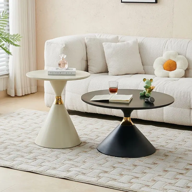 

Cream wind carbon steel coffee table household minimalist living room small apartment modern simplicity high sense round removab