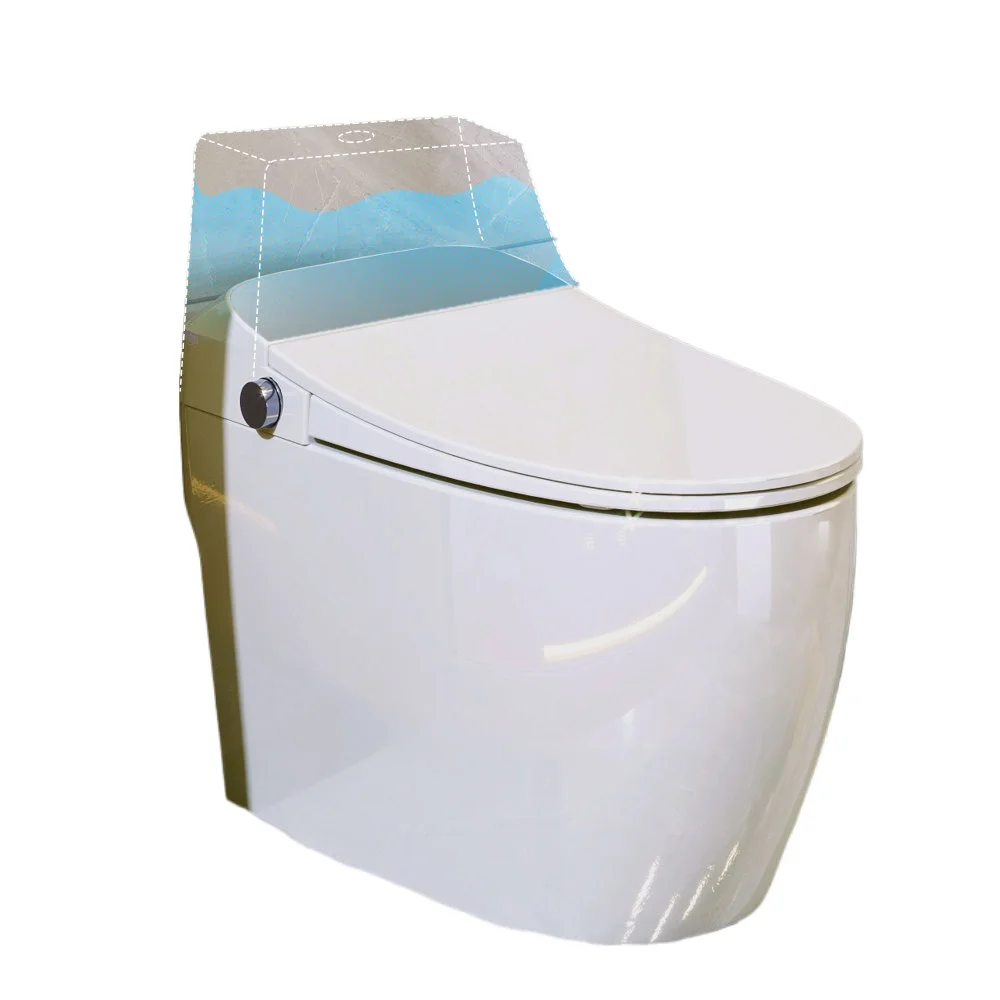 

Интеллектуальный унитаз с подогревом сиденья, унитаз с автоматическим смывом резервуара для воды без сиденья, смыв с датчиком ноги, мягкий чехол, белый